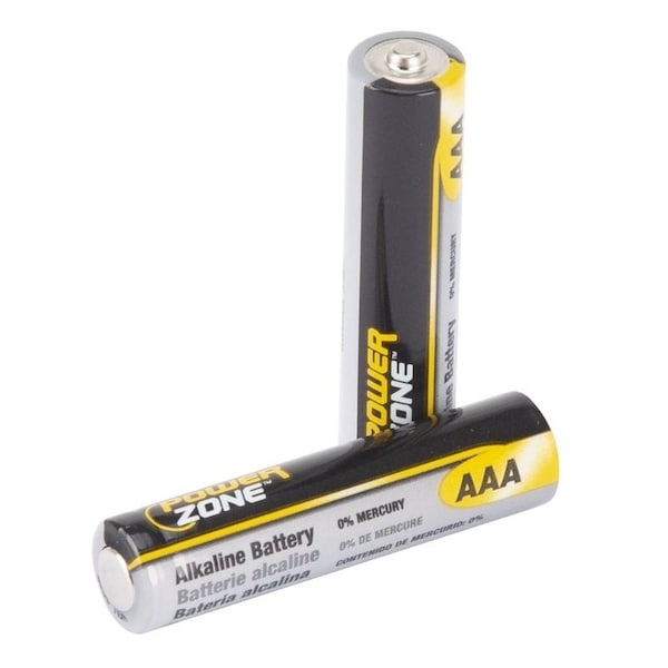 Powerzone Battery, 1.5 V Battery, AAA Battery, Zinc, Manganese Dioxide, and Potassium Hydroxide - LR03-24P