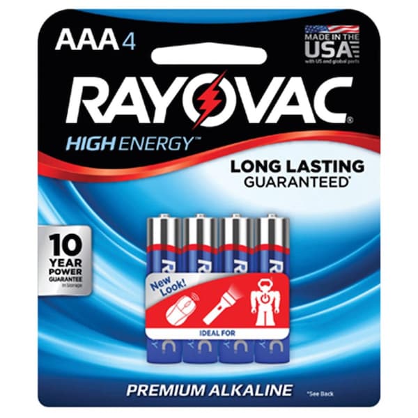 Rayovac Spectrum-Rayovac 182544 AAA Alkaline Batteries - Pack of 4 - 182544