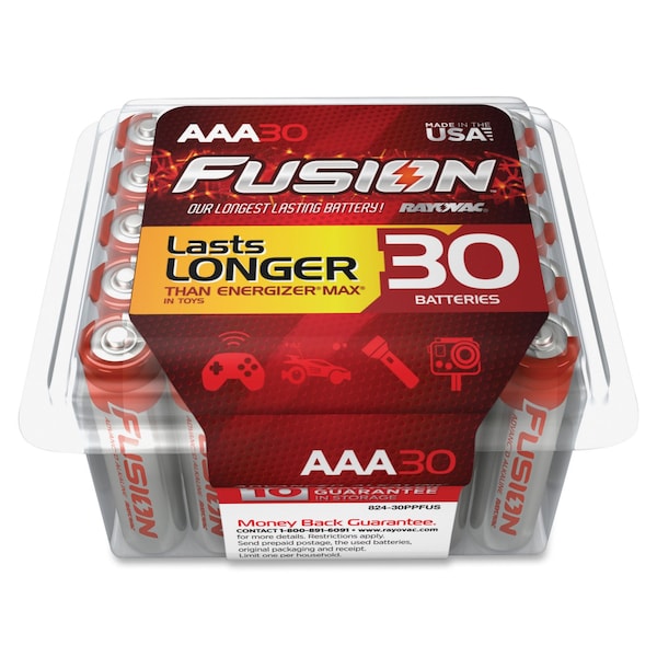 Rayovac UltraPro Fusion AAA Alkaline Battery, 1.5V DC, 30 Pack - 82430PPFUS