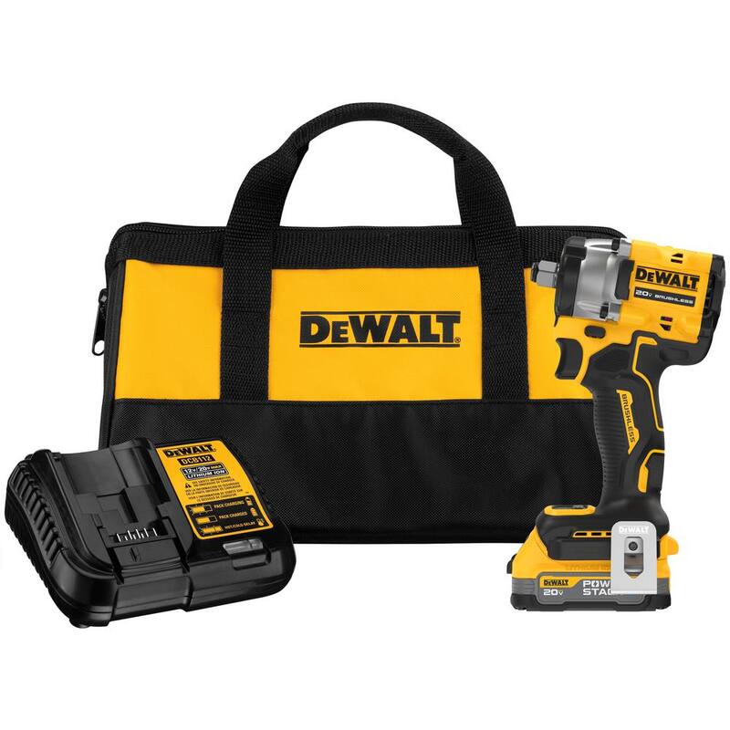 Kit de llave de impacto inalámbrica compacta de 1/2 pulgadas y 20V de ion de litio DEWALT, (1) batería de 1.7Ah y cargador - DCF921E1