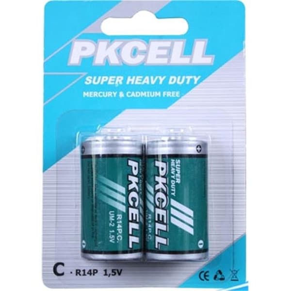 Pkcell Pkcell R14P-2B 1.5V Heavy Duty C Size Zinc Chloride Battery; Pack of 2 - R14P-2B