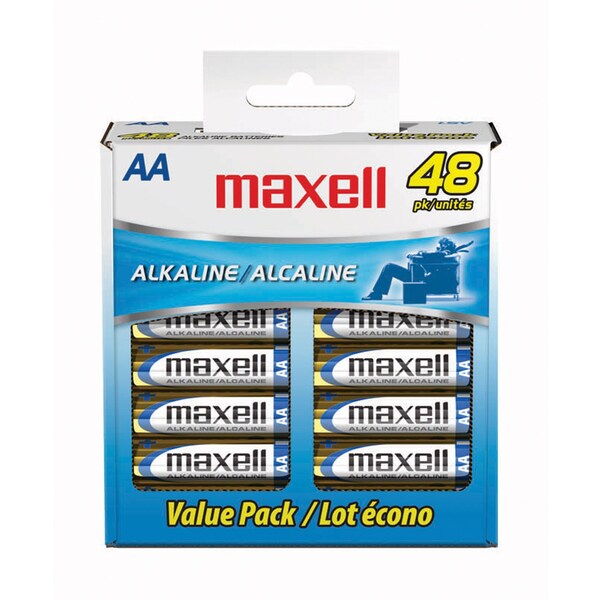 Maxell LR6 AA ALKALINE IN REUSABLE BOX LOOSE BATTERIES 48PK - 723443
