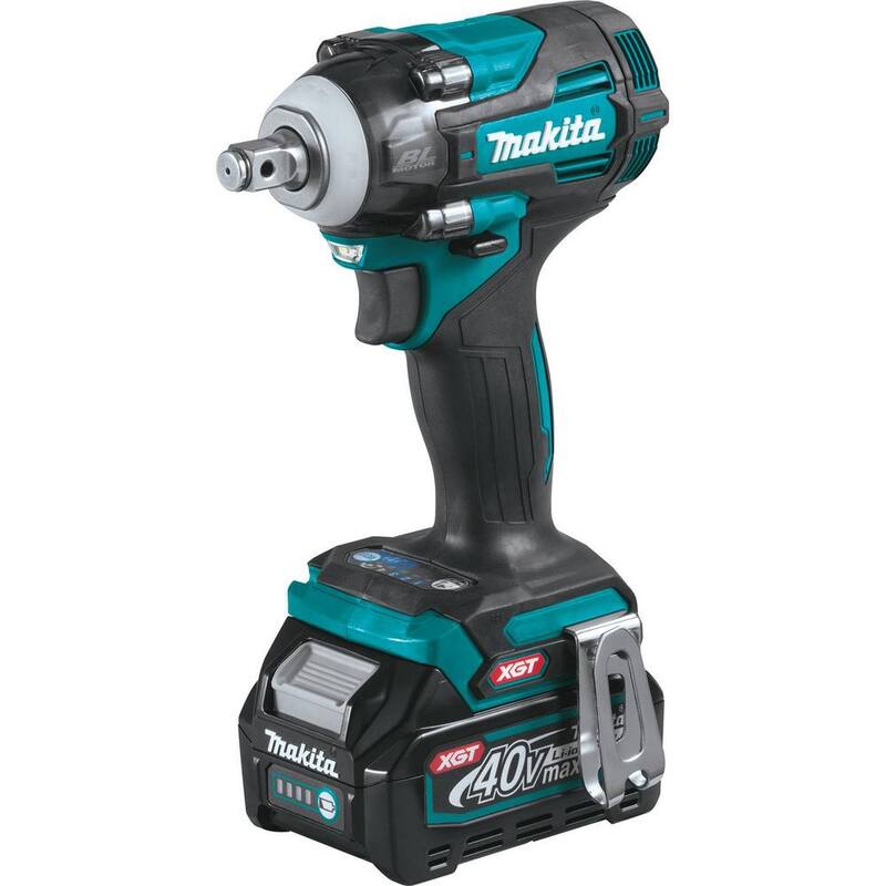 Kit de llave de impacto inalámbrica sin escobillas Makita 40-Volt Max XGT de 4 velocidades 1/2 pulgadas, 2.5Ah con regalo de amoladora angular XGT Brushless de 5 pulgadas - GWT04D-GAG13Z.