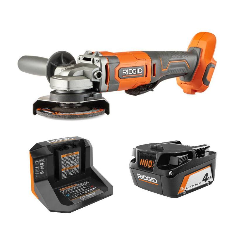 KIT de Esmeriladora Angular Inalámbrica RIDGID 18V de 4-1/2 in. con Batería de 4.0 Ah y Cargador - R860451K