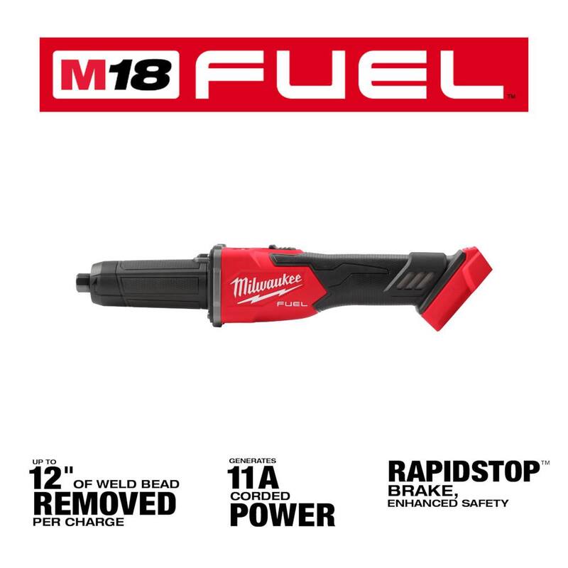 Amoladora de troquel de frenado sin escobillas inalámbrica de 1/4 de pulgada Milwaukee M18 FUEL 18V de iones de litio (Herramienta solamente) con llave de impacto de medio torque de 1/2 de pulgada - 2939-20-2962P-20
