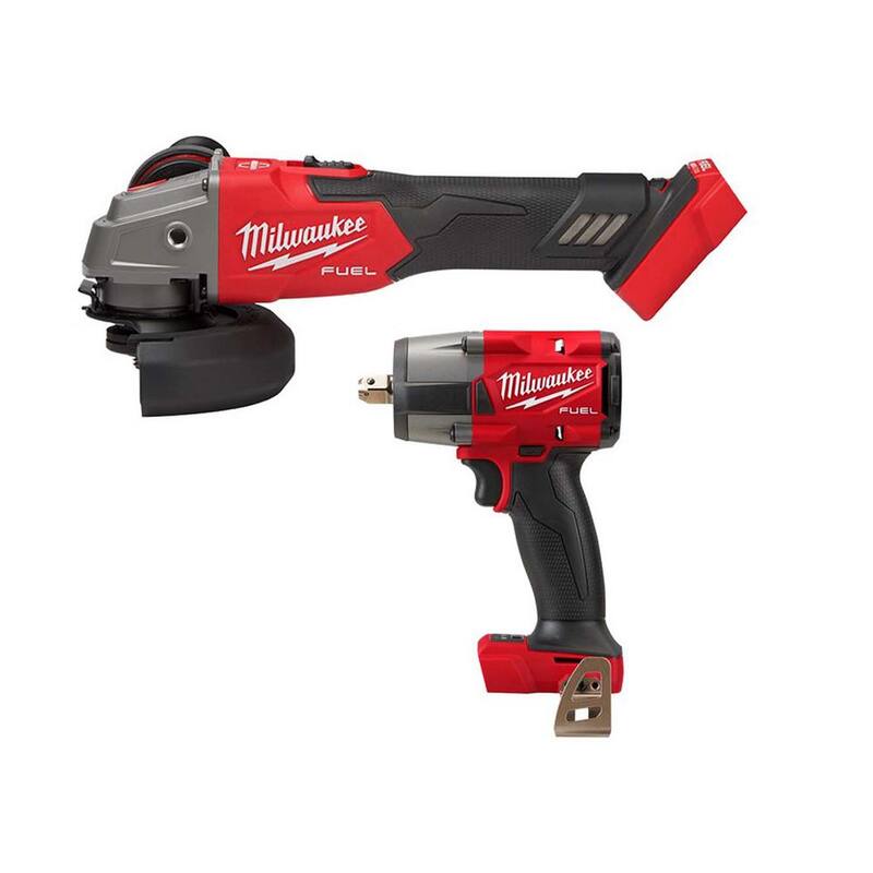 Milwaukee M18 FUEL 18V Lithium-Ion Brushless Cordless 4-1/2 in./5 in. Grinder (solo herramienta) con Llave de Impacto de Medio Torque de 1/2 pulgadas - 2889-20-2962P-20