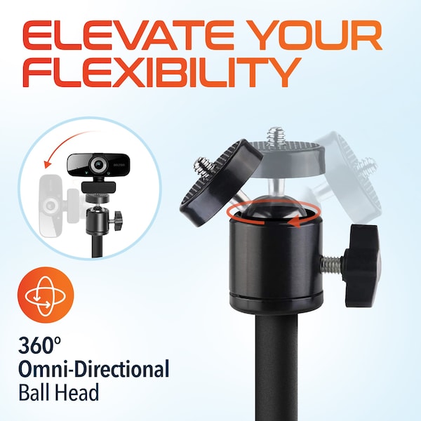 Delton 360 Degree Webcam Stand, Camera Stand for Video Calls/Streaming/Recording - Black - T301