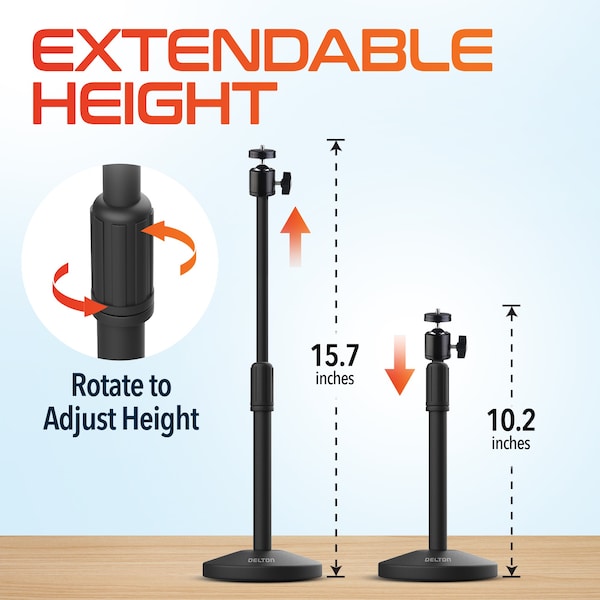 Delton 360 Degree Webcam Stand, Camera Stand for Video Calls/Streaming/Recording - Black - T301