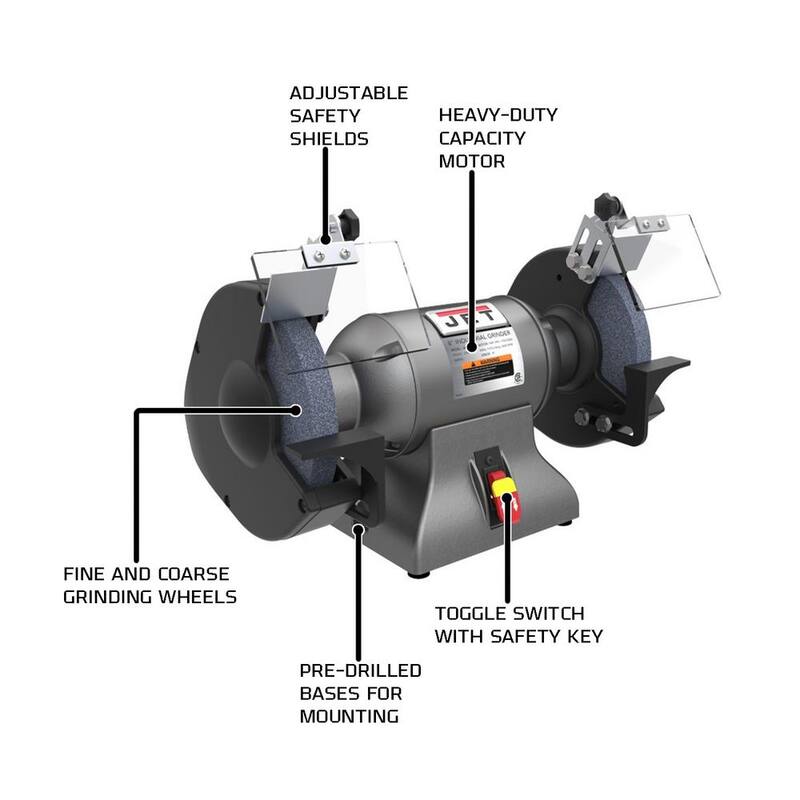 Esmeriladora de banco industrial de metalurgia de 8 pulgadas y 1 HP, 115/230 voltios IBG-8 - 578008