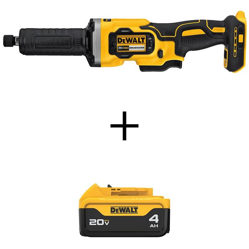Amoladora recta inalámbrica Brushless DEWALT de 20V MAX 1-1/2 pulgadas con velocidad variable y batería de iones de litio Premium 20V MAX 4.0Ah - DCG426Bw204.