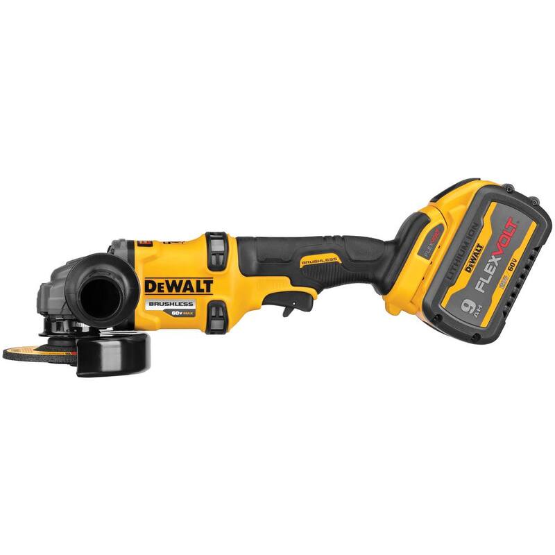 Esmeriladora angular pequeña sin carbones DEWALT FLEXVOLT 60V MAX de 4.5 a 6 pulgadas, sierra reciproca de 20V y 2 baterías FLEXVOLT de 9.0 Ah - DCG418X2WDCS380
