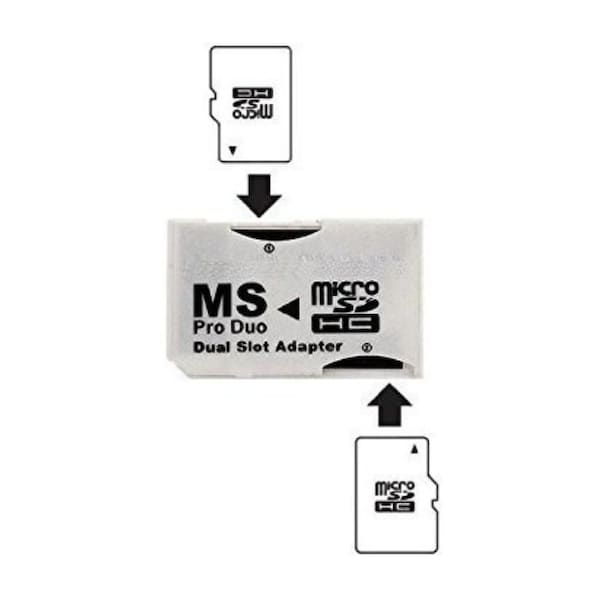 Sanoxy Dual Slot MicroSD to MS PRO DUO Adapter, Black MicroSD or MicroSDHC Cards White - SANOXY-MICROSD-PRODUO-W
