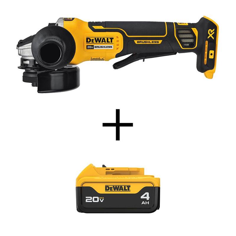 DEWALT 20V MAX Amoladora Angular Pequeña Inalámbrica con Interruptor de Paleta sin Escobillas de Iones de Litio y Batería de 4.0Ah - DCG413BW204