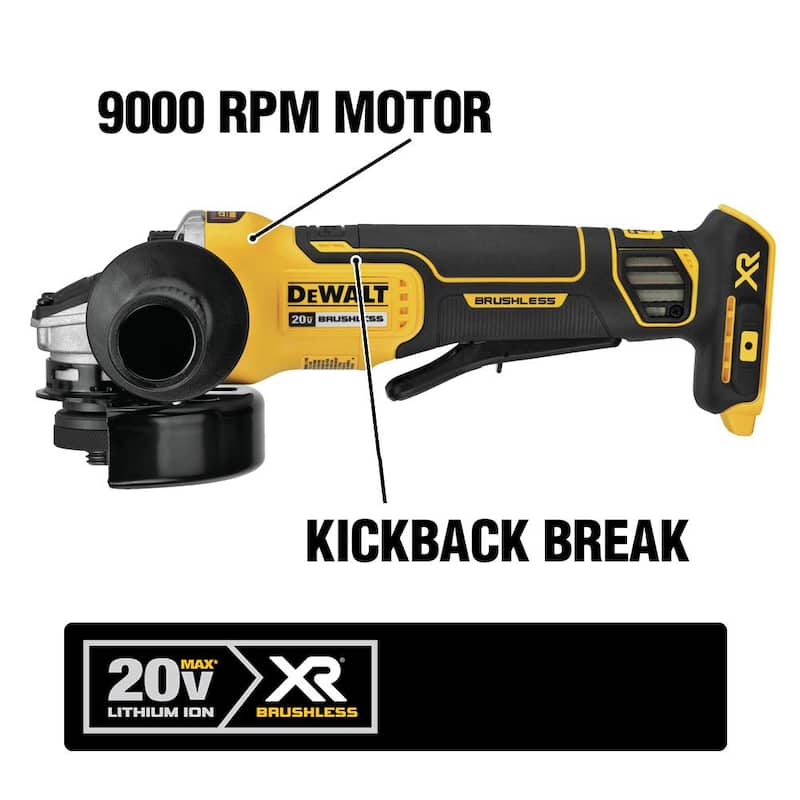 DEWALT 20V MAX Amoladora Angular Pequeña Inalámbrica con Interruptor de Paleta sin Escobillas de Iones de Litio y Batería de 4.0Ah - DCG413BW204