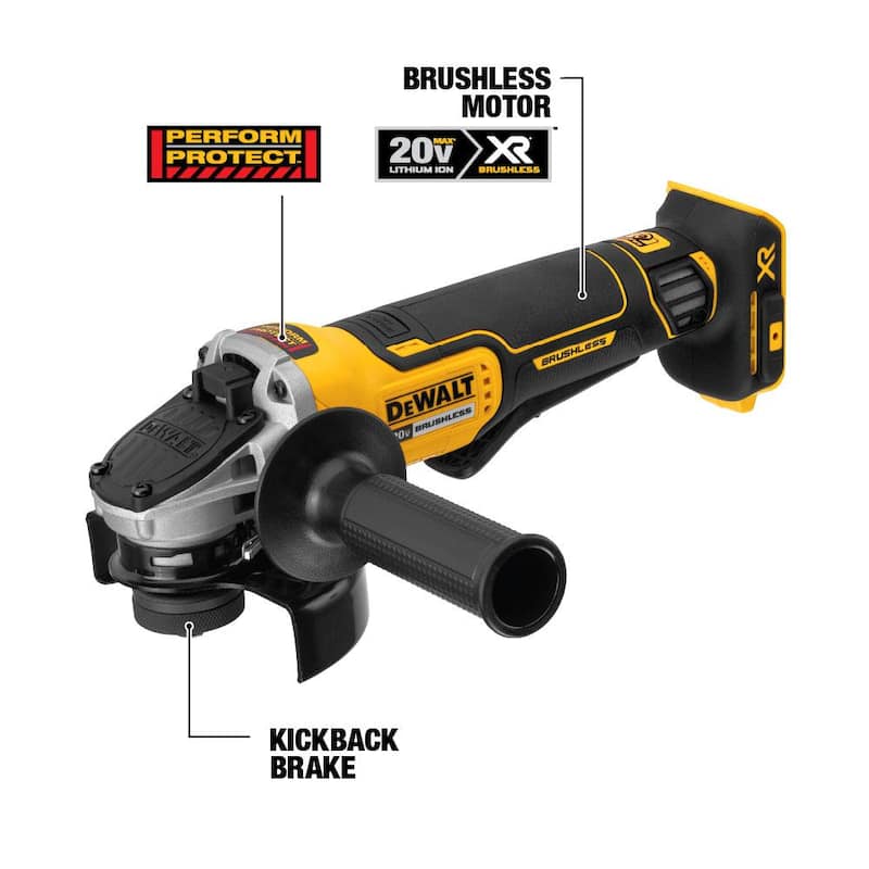 DEWALT 20V MAX Amoladora Angular Pequeña Inalámbrica con Interruptor de Paleta sin Escobillas de Iones de Litio y Batería de 4.0Ah - DCG413BW204