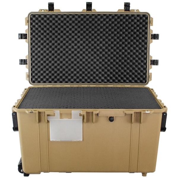 Eylar XXXL 32 inch Transport Roller Gear, Camera, Tools, Equipment Hard Case Waterproof w/Foam Tan - SA00033-TAN