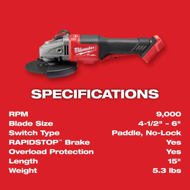 Amoladora inalámbrica sin escobillas Milwaukee M18 FUEL de 18 V con freno de 4-1/2 pulgadas/6 pulgadas y destornillador de impacto de 1/4 de pulgada FUEL - 2980-20-2953-20