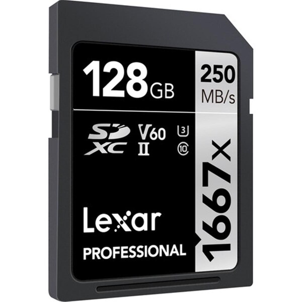 Lexar Media Lexar 128GB Professional 1667x UHS-II SDXC Memory Card - Class 10, U3 - LSD128CBNA1667