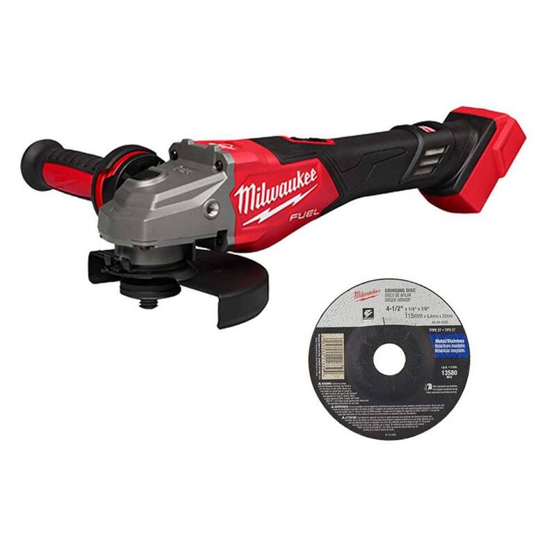 Amoladora inalámbrica Milwaukee M18 FUEL 18V Lith-Ion Brushless de 4-1/2 in./6 in. con interruptor deslizante y disco de corte - 3671-20-49-94-4520