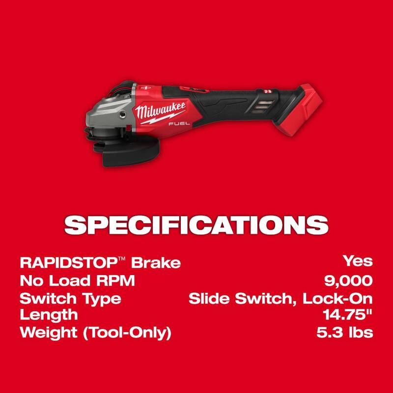 Amoladora inalámbrica Milwaukee M18 FUEL de 18V con tecnología Brushless de 4-1/2 pulgadas/6 pulgadas con interruptor deslizante y multiherramienta.