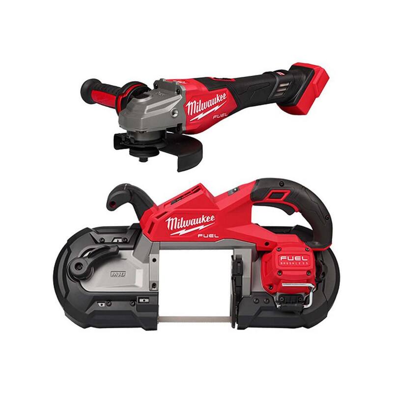 Milwaukee M18 FUEL 18V Lithium-Ion Brushless Cordless 4-1/2 in./6 in. Amoladora con freno y sierra de cinta con interruptor deslizante - 3671-20-2929-20.