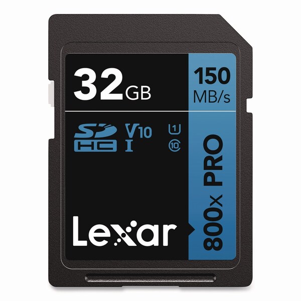 Lexar High Performance PRO BLUE Series SDHC Memory Card, UHS-I V10 U1 Class 10, 32 GB, 2PK - LSD800P-32G-B2U
