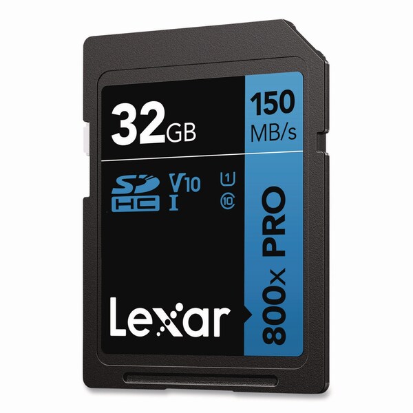 Lexar High Performance PRO BLUE Series SDHC Memory Card, UHS-I V10 U1 Class 10, 32 GB, 2PK - LSD800P-32G-B2U