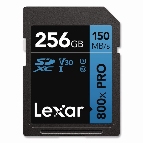 Lexar High-Performance PRO BLUE Series SDXC Memory Card, UHS-I V30 U1 Class 10, 256 GB - LSD800P-256G-BU
