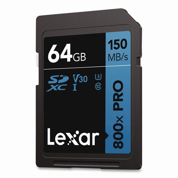 Lexar High-Performance PRO BLUE Series SDXC Memory Card, UHS-I V30 U1 Class 10, 64GB - LSD800P-64G-BNU