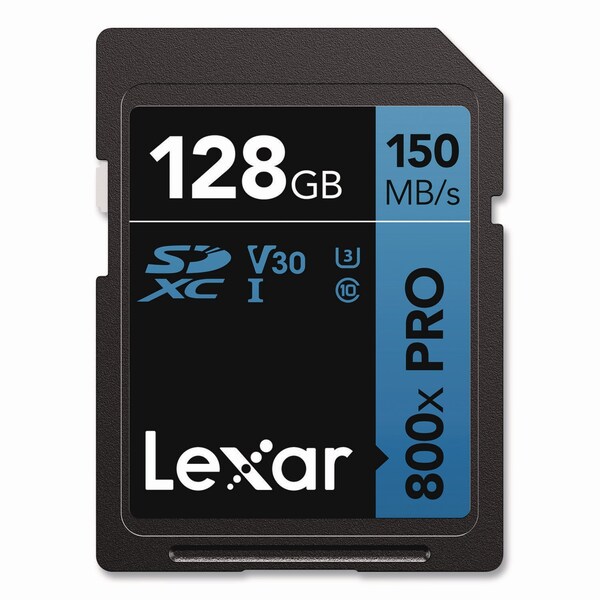 Lexar High-Performance PRO BLUE Series SDXC Memory Card, UHS-I V30 U1 Class 10, 128 GB - LSD800P-128G-BU