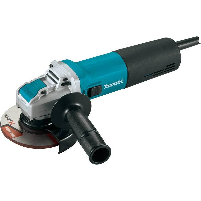 Amoladora angular con cable de 13 amperios de Makita con sistema X-LOCK de 5 pulgadas con rueda de esmerilado de grano 36 de 4-1/2 x 1/4 x 7/8 pulgadas de bonificación (cantidad 25) - GA5080-E0043025