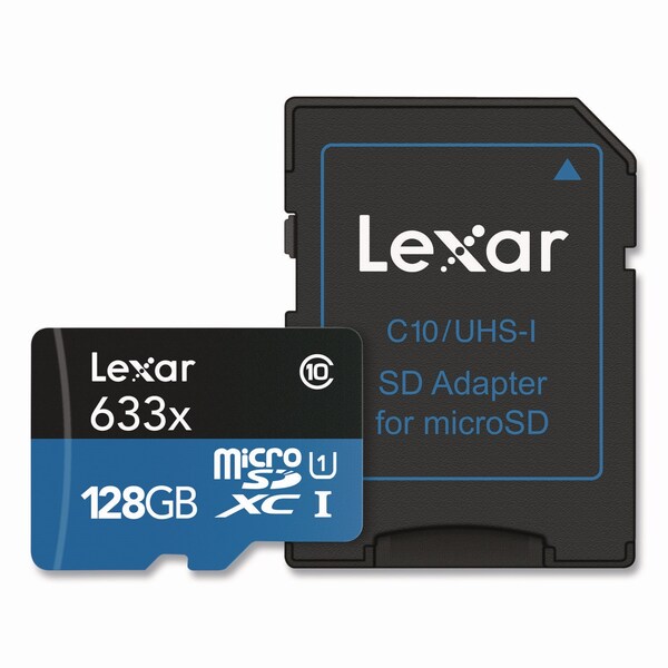 Lexar High Performance BLUE Series microSDXC Memory Card with Adapter, UHS-I V30 U1 Class 10, 128 GB, 2PK - LSDMI128-B2U633