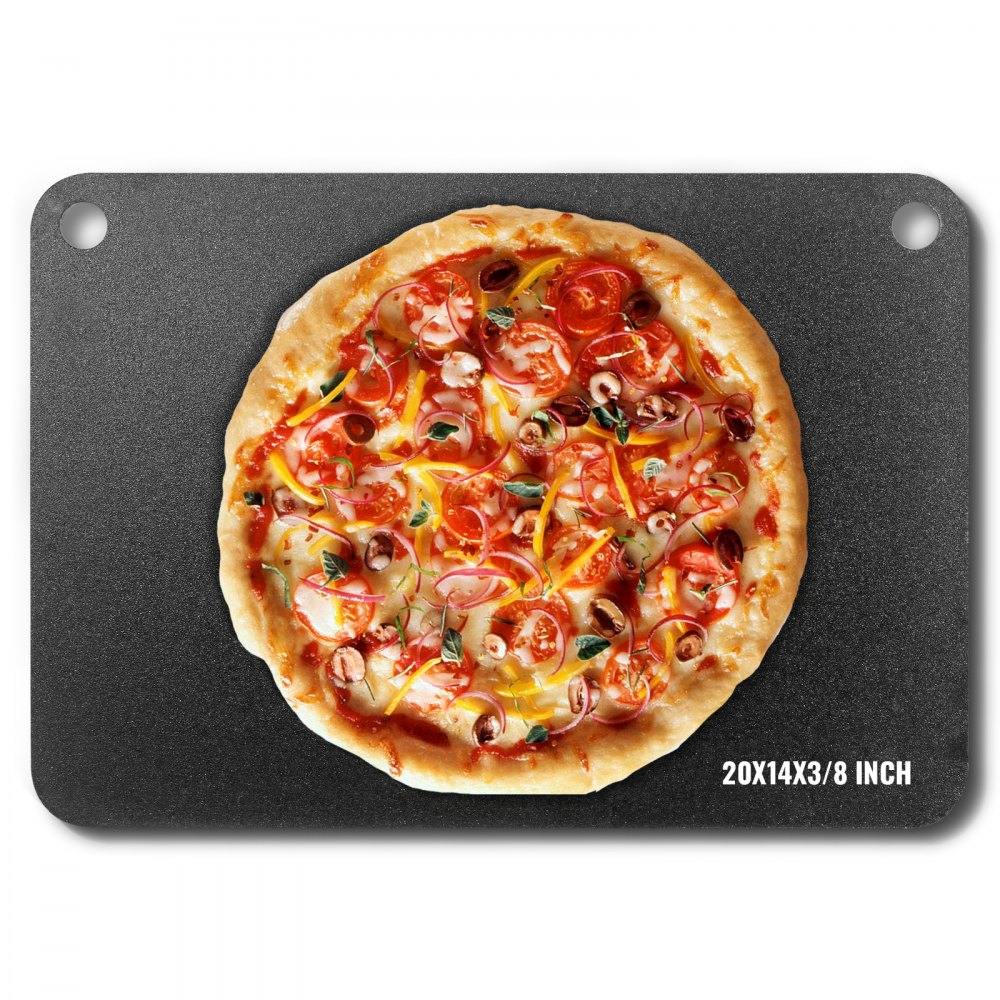 VEVOR Pizza Steel, 20" x 14" x 3/8" Pizza Steel Plate for Oven, Pre-Seasoned Carbon Steel Pizza Baking Stone with 20X Higher Conductivity, Heavy Duty Rustproof Pizza Pan for Outdoor Grill, Indoor Oven - FXPSPSGB2014V3XP7V0