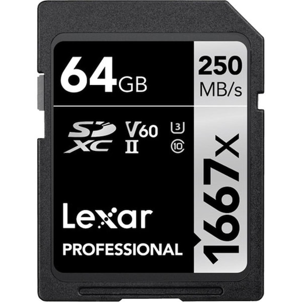 Lexar Media Lexar 64GB Professional 1667x UHS-II SDXC Memory Card - Class 10, U3 - LSD64GCBNA1667