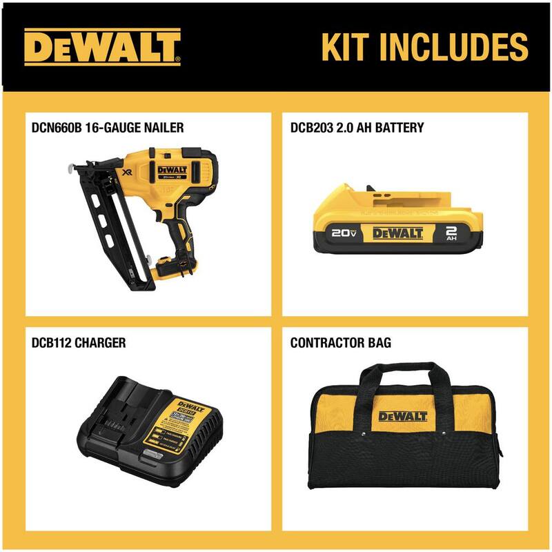 DEWALT 20V MAX XR 16-Gauge Electric Cordless Angled Finishing Nailer Kit - DCN660D1

Kit de clavadora angular inalámbrica eléctrica DEWALT 20V MAX XR de calibre 16 - DCN660D1