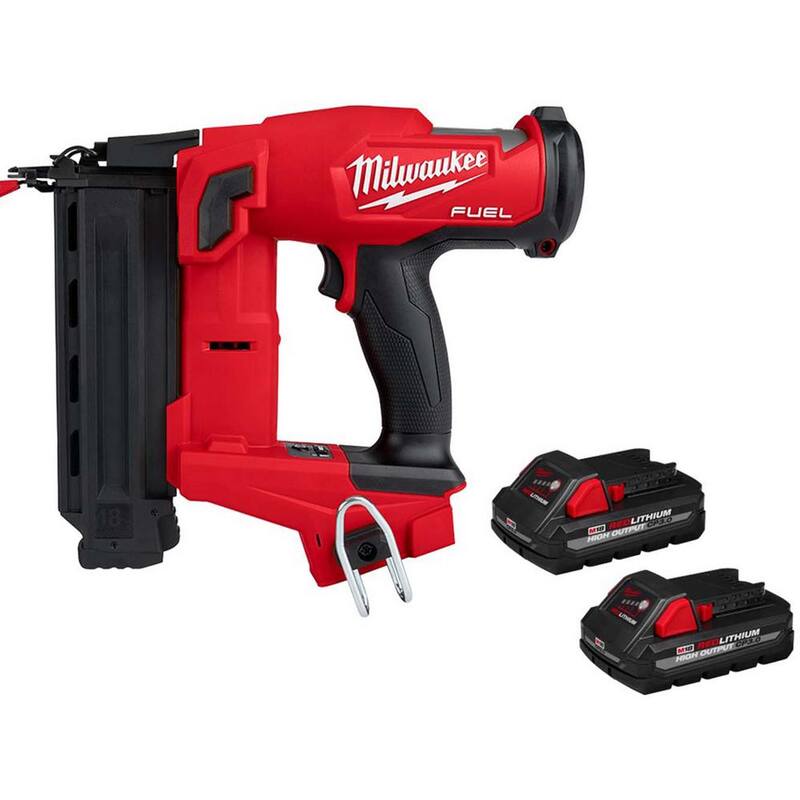 Milwaukee M18 FUEL Clavadora inalámbrica sin escobillas de segunda generación de calibre 18 con batería M18 de iones de litio HIGH OUTPUT CP 3.0Ah (paquete de 2) - 2746-20-48-11-1837