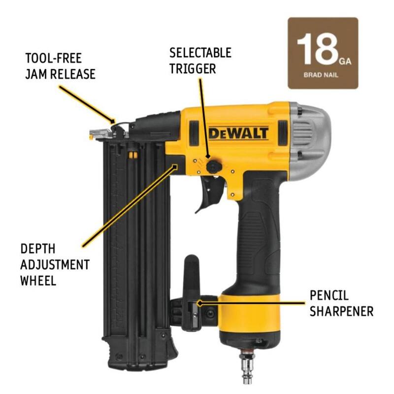 Clavadora neumática de brad de calibre 18 de DEWALT - DWFP12233