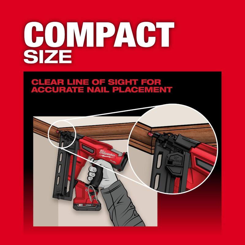 Milwaukee M18 FUEL 18-Volt Lithium-Ion Brushless Cordless Gen II 16-Gauge Angled Finish Nailer Kit con batería de 2.0Ah y cargador - 2841-21CT