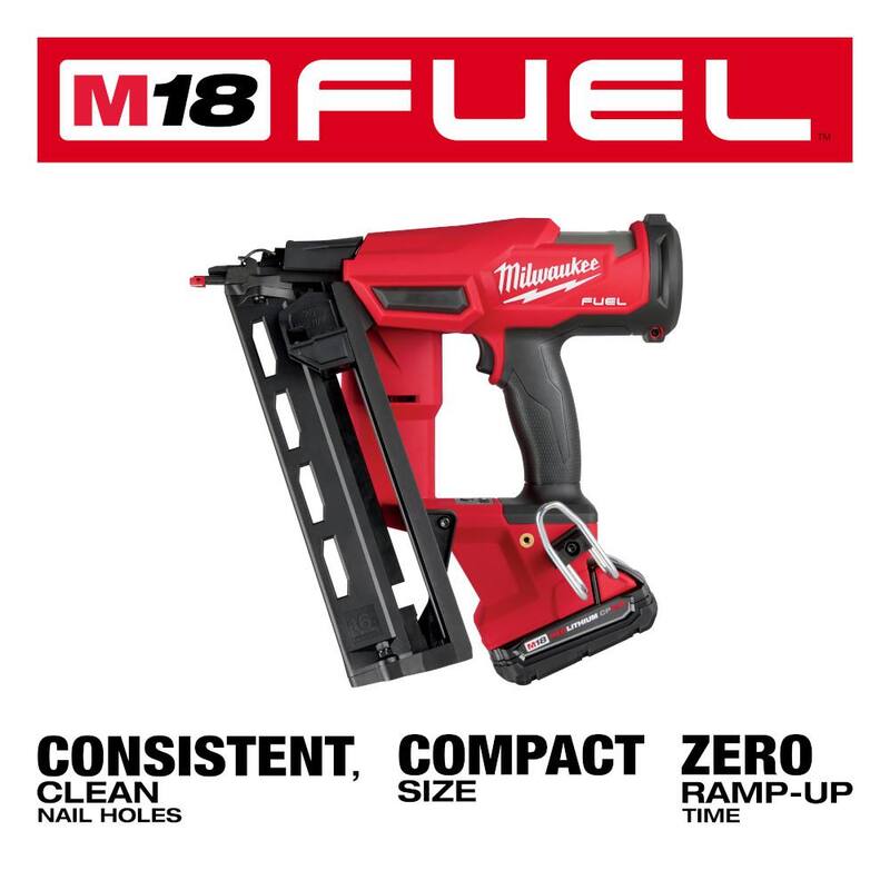 Milwaukee M18 FUEL 18-Volt Lithium-Ion Brushless Cordless Gen II 16-Gauge Angled Finish Nailer Kit con batería de 2.0Ah y cargador - 2841-21CT