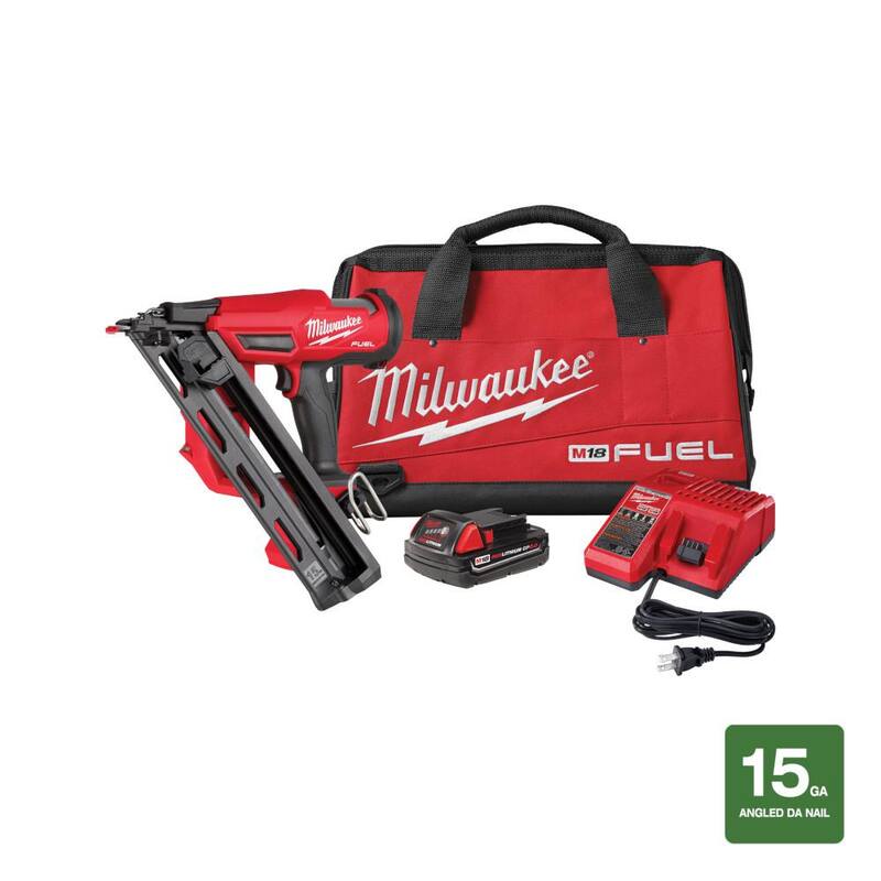 Milwaukee M18 FUEL 18-Volt Lithium-Ion Brushless Cordless Gen II 15-Gauge Angled Finish Nailer Kit with 2.0Ah Battery and Charger - 2839-21CT

Kit de clavadora angular de acabado de calibre 15 Milwaukee M18 FUEL de litio-ion de 18 voltios sin escobillas Gen II con batería de 2.0Ah y cargador - 2839-21CT
