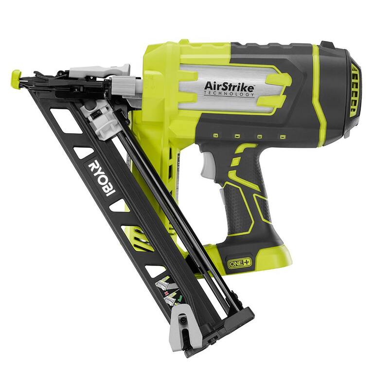 RYOBI ONE+ 18V Clavadora de acabado angular inalámbrica de 15 calibres de litio-ion (herramienta solamente) con clavos de muestra - P330