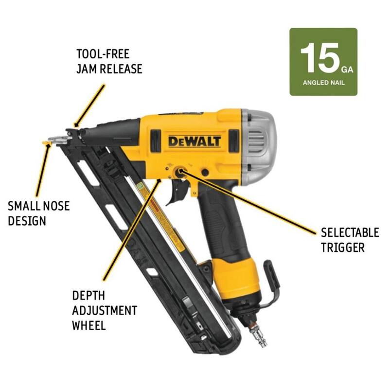 Clavadora neumática DWFP72155 de calibre 15 de DEWALT
