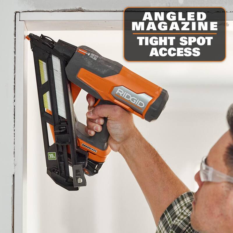 Clavadora de acabado angular inalámbrica sin escobillas RIDGID de 18V de calibre 15 (Solo herramienta) - R09899B