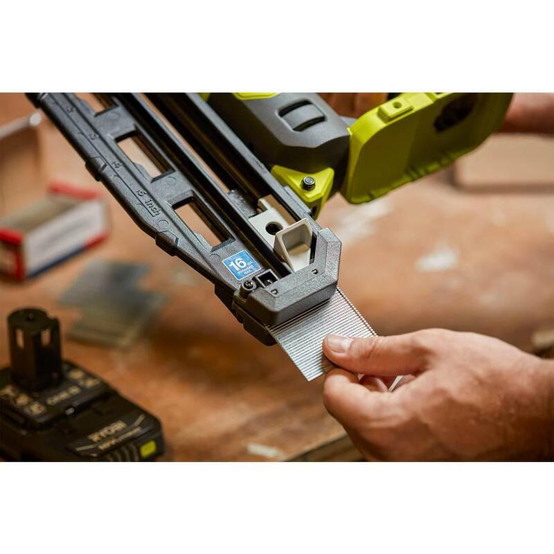RYOBI ONE+ 18V Clavadora inalámbrica AirStrike de calibre 16 con batería de 2.0 Ah - P326-PBP006