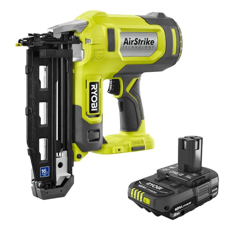RYOBI ONE+ 18V Clavadora inalámbrica AirStrike de calibre 16 con batería de 2.0 Ah - P326-PBP006