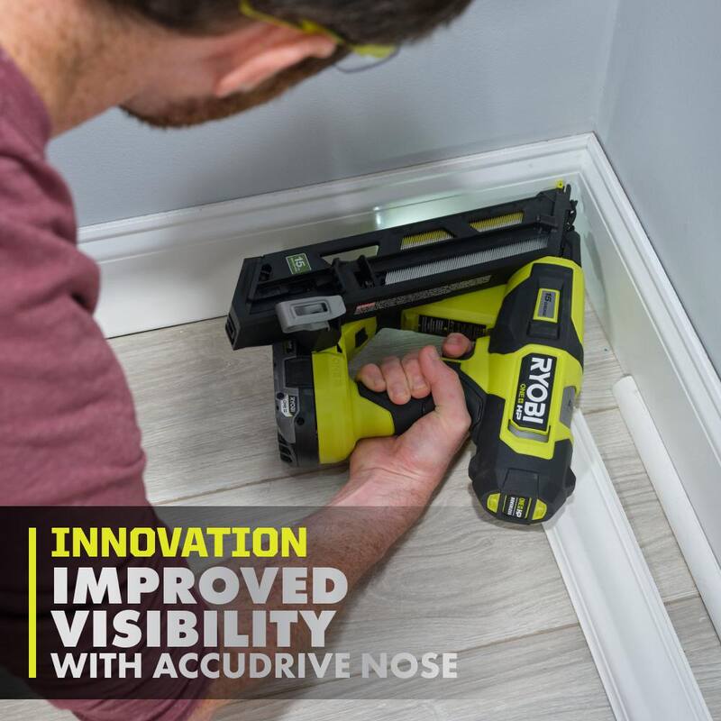 Clavadora de acabado angular RYOBI ONE+ HP 18V Brushless inalámbrica de 15 calibres a 34 grados (Herramienta solamente) - PBL375B
