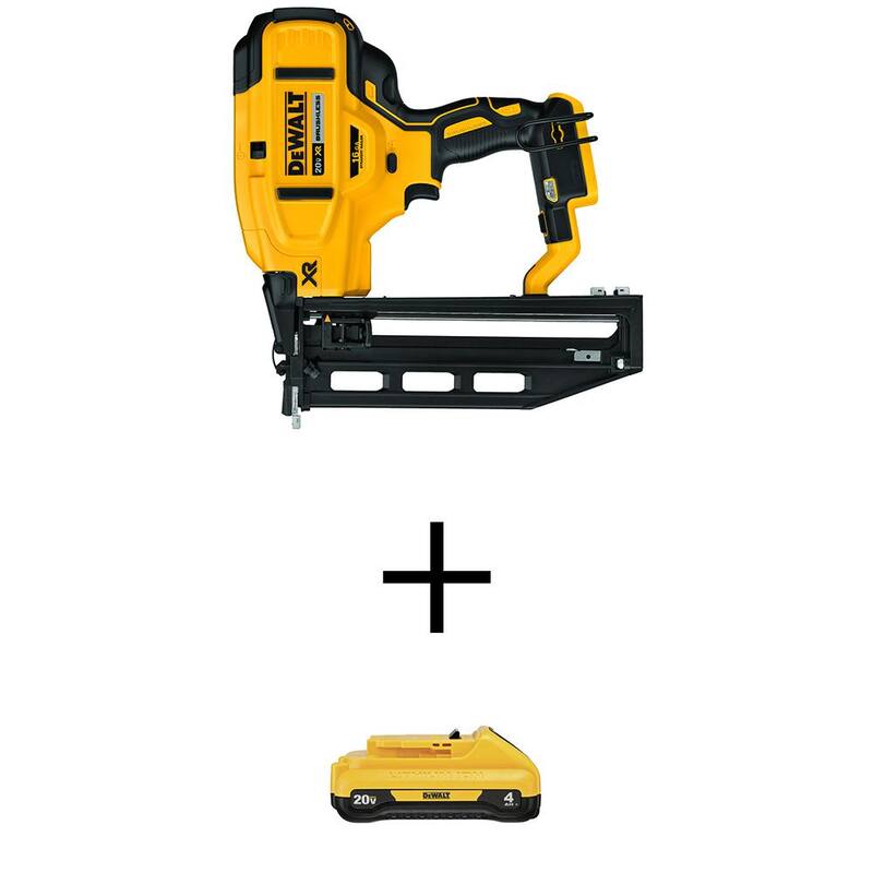 DEWALT 20V MAX XR 16-Gauge Lithium-Ion Clavador inalámbrico sin escobillas con Paquete de batería de iones de litio compacto de 20V MAX 4.0Ah - DCN662BWDCB240