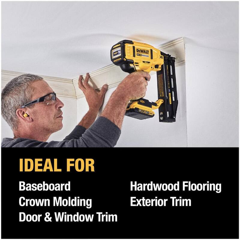 DEWALT 20V MAX XR Clavadora inalámbrica de acabado de calibre 16 con batería de 2.0Ah, cargador y bolsa de kit - DCN662D1