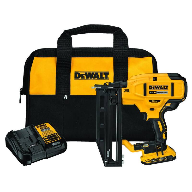 DEWALT 20V MAX XR Clavadora inalámbrica de acabado de calibre 16 con batería de 2.0Ah, cargador y bolsa de kit - DCN662D1