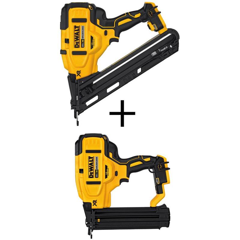 DEWALT 20V MAX XR Lithium-Ion 15-Gauge Cordless Finish Nailer y 18-Gauge Brad Nailer (Herramientas únicamente) - DCN650B680B.